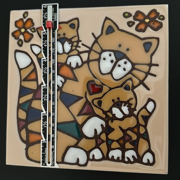 Earthtones Handglazed Vintage 1999 “Cat” Tile 6 X 6 Made in USA - Picture 6 of 8